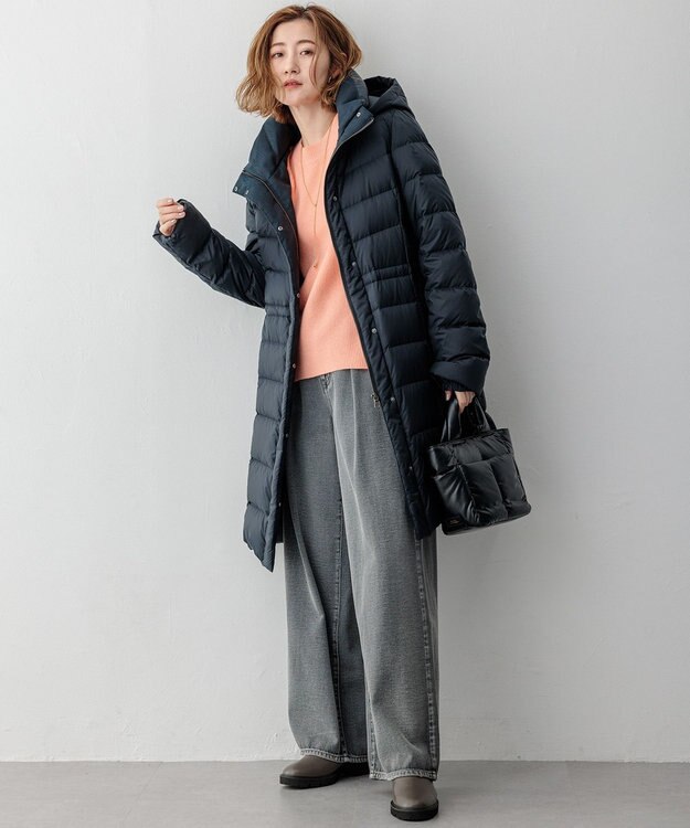 23区 L 【VERY掲載/新色追加】シレータフタ ロング ダウンコート ネイビー系