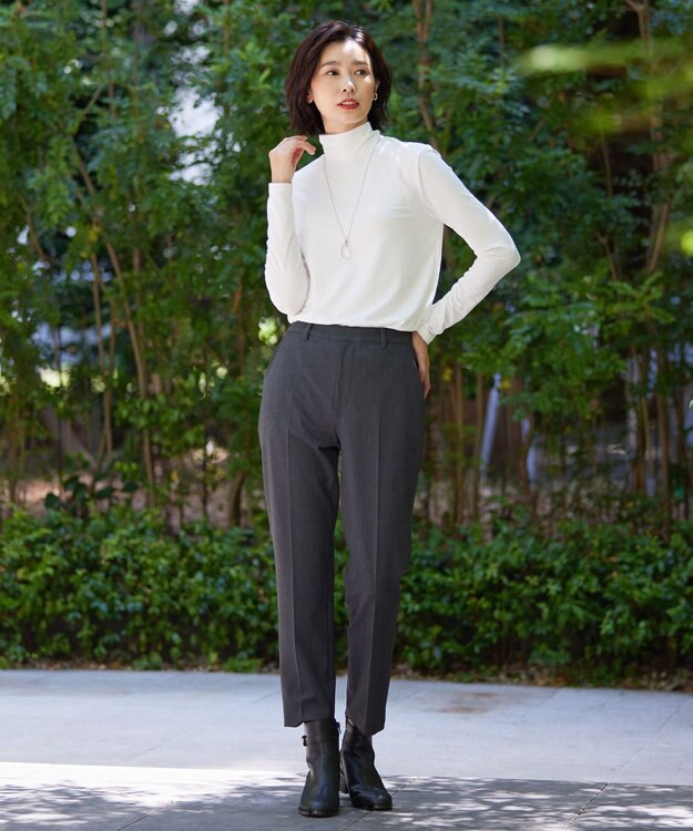 J.PRESS LADIES L 【WEB限定カラーあり・洗える】T/Rアルガンシルク テーパード パンツ グレー系