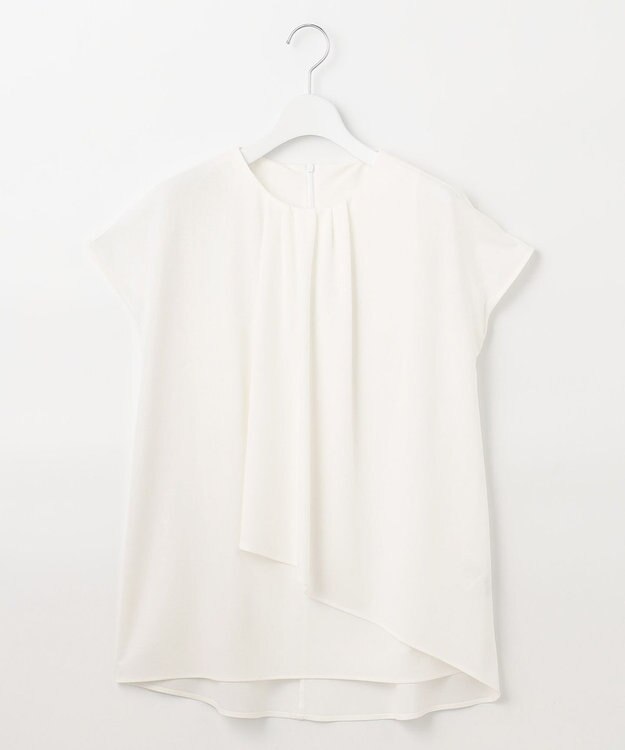 自由区 【洗える・XSサイズあり】ハイツイストポンチフロントタック カットソー アイボリー系