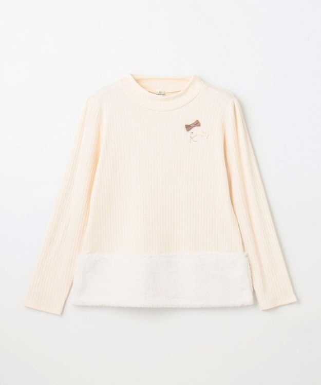 組曲 KIDS 【150-160㎝】ファー トレーナー オフホワイト系