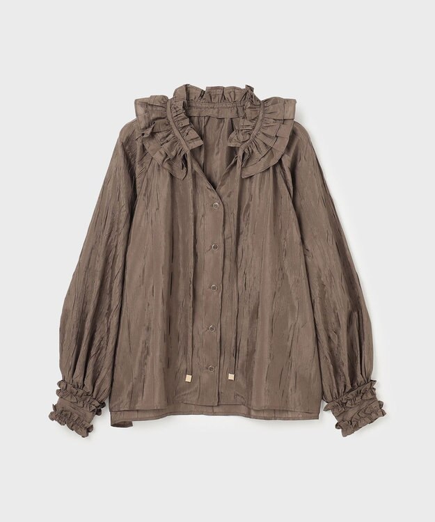 GRACE CONTINENTAL フリルカラーブラウス ブラウン