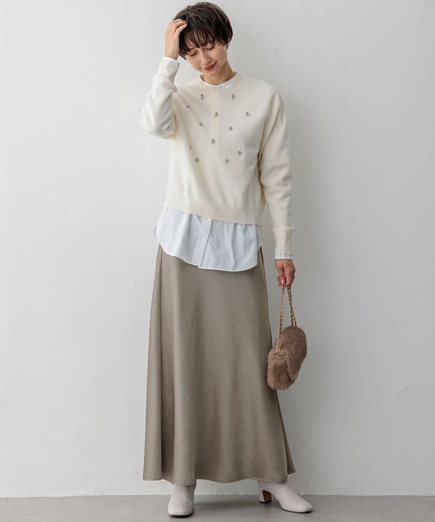 23区 【洗える】CANCLINI バンドカラー シャツ ホワイト系