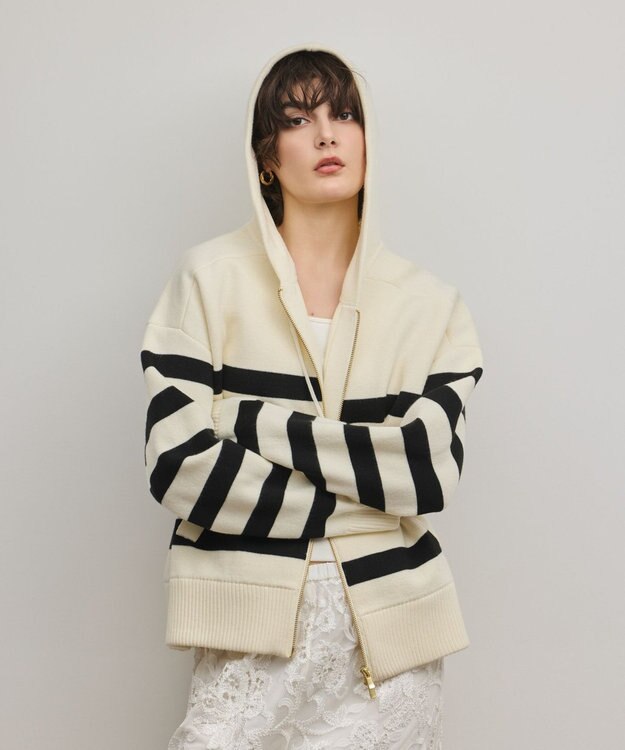 GRACE CONTINENTAL フォルムニットパーカー バイカラー