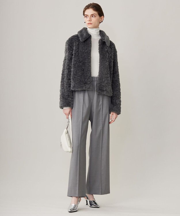 ICB フェイクボア ブルゾン チャコール系