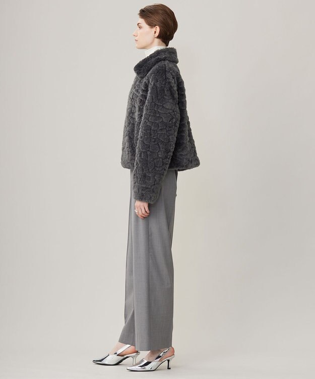 ICB フェイクボア ブルゾン チャコール系