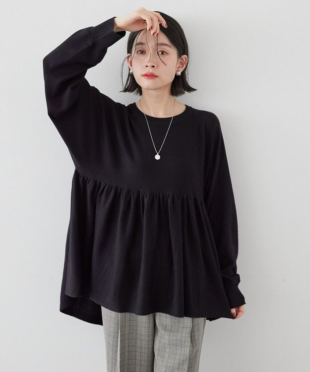 AMERICAN HOLIC ティアードギャザーニットプルオーバー Black