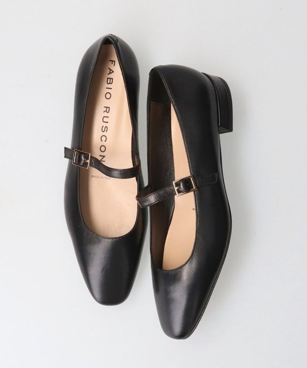 INTER-CHAUSSURES 【FABIO RUSCONI】スクエアトウワンストラップパンプス ブラック