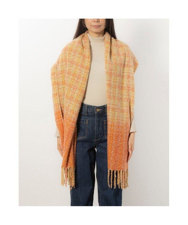 UNBILLION カシュネ cache nez / ツイードストール オレンジ