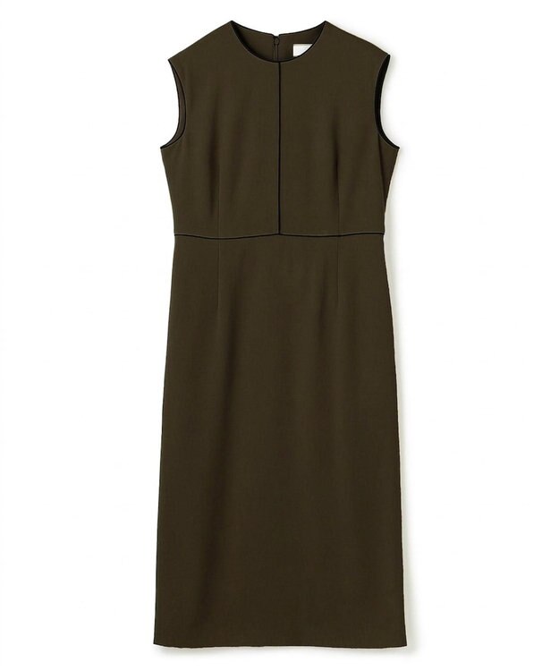 BEIGE， 【セットアップ対応】CINDY / 配色ライン クルーネックドレス Brown ×Black