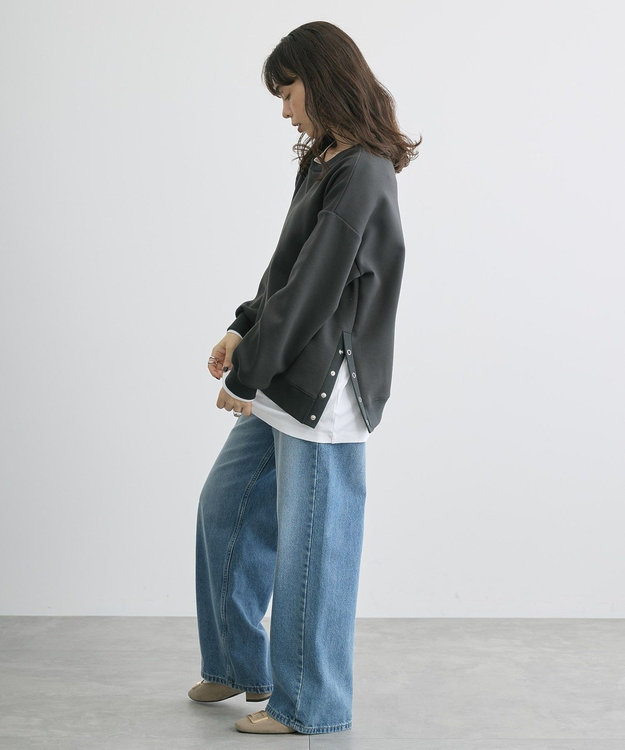 AMERICAN HOLIC サイドドットボタンポンチプルオーバー Charcoal Gray