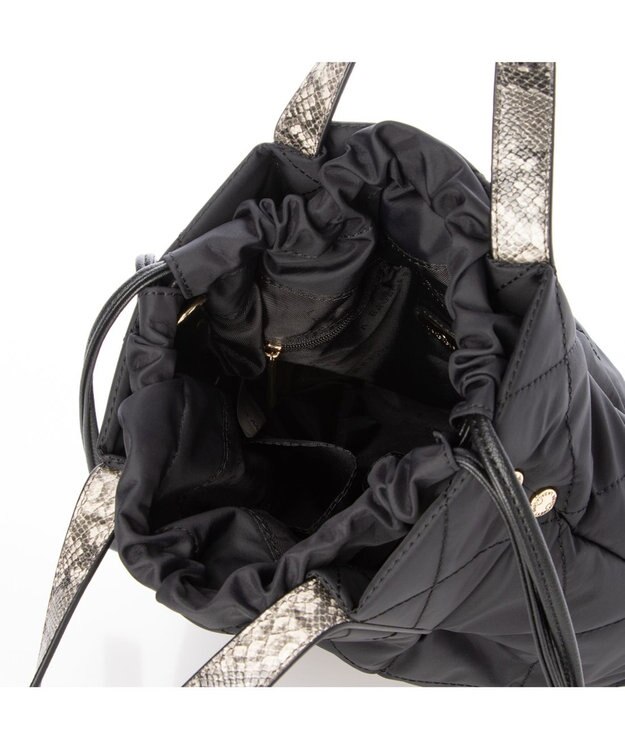 LA BAGAGERIE ドローストリング×キルト2WAYトート SSサイズ ブラック