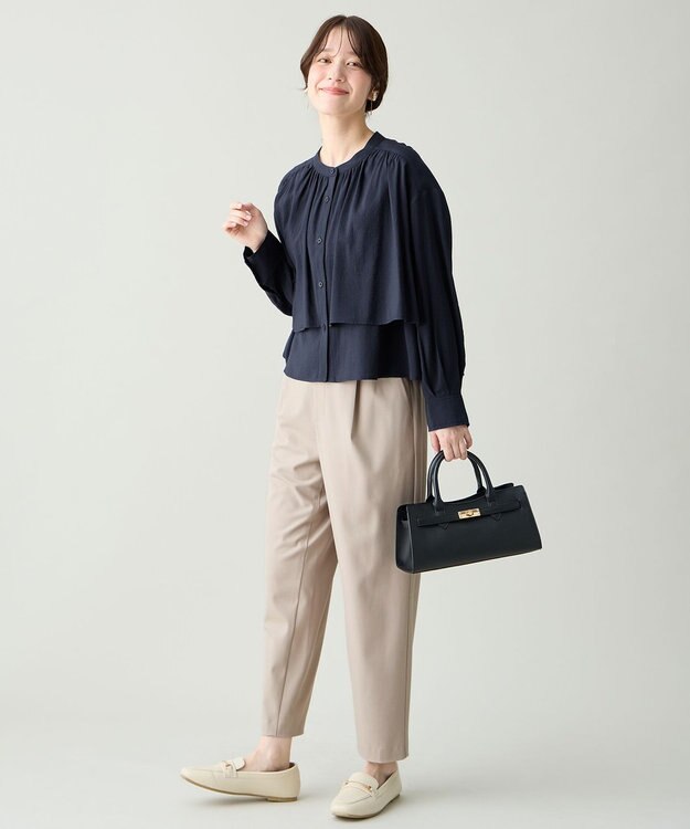 ANY ラッフルクロップドシャツ ネイビー