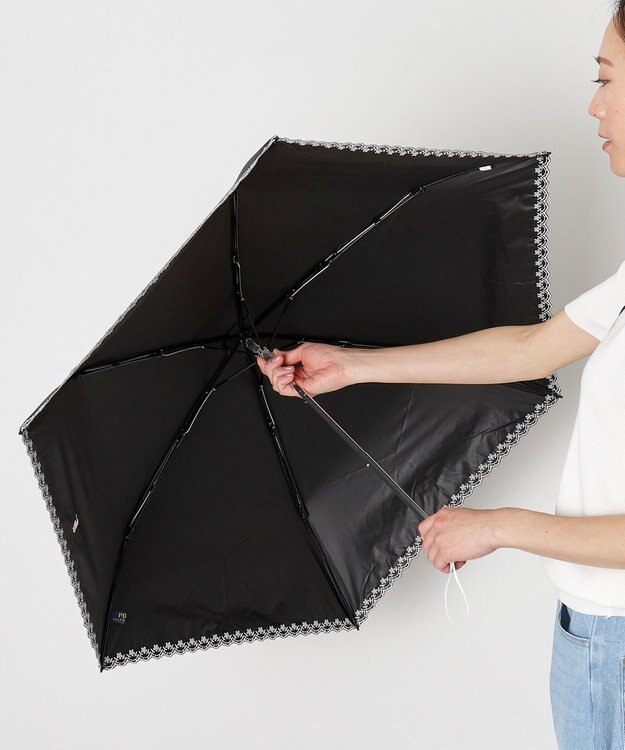 MOONBAT POLO RALPH LAUREN（ポロ ラルフローレン）晴雨兼用日傘 無地 刺繍 遮光率100% 遮熱 UV ブラック