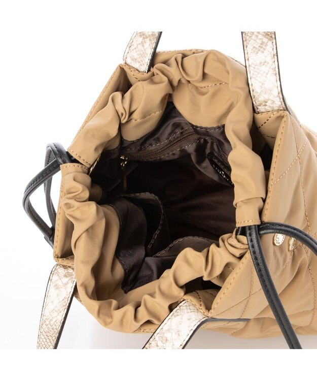 LA BAGAGERIE ドローストリング×キルト2WAYトート SSサイズ ベージュ