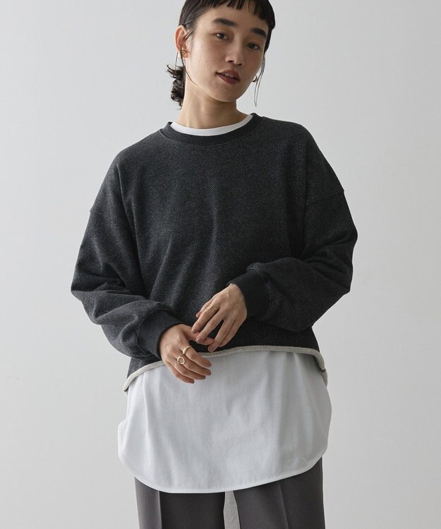 AMERICAN HOLIC ラメ裏毛ショートスウェット Dark Gray Mixture