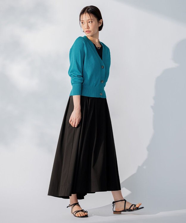 自由区 L 【洗える】ペーパーブレンド カーディガン ブルー系