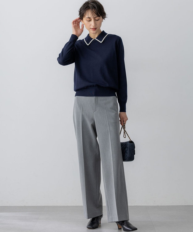 23区 【滝沢眞規子さん着用/VERY掲載】TRストレッチギャバ ワイド パンツ グレー系