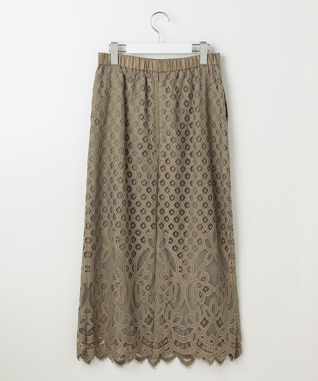 自由区 【SHIHOさん着用・こだわり素材・セットアップ対応】パネルレース スカート カーキ