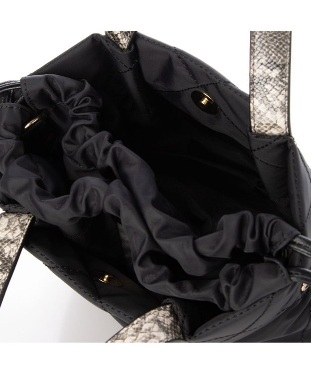 LA BAGAGERIE ドローストリング×キルト2WAYトート SSサイズ ブラック