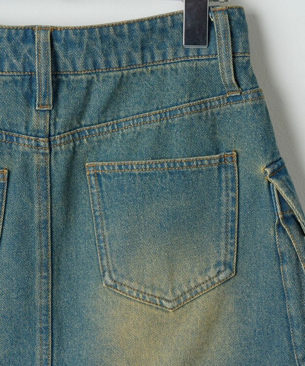 WEGO ヴィンテージウォッシュデニムカーゴミニスカート デニム中濃加工色