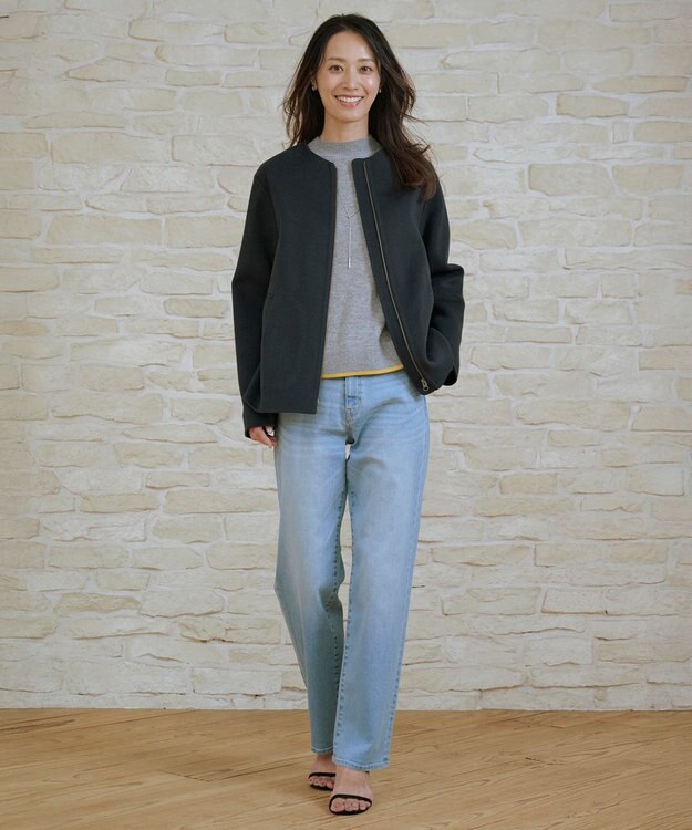 J.PRESS LADIES L 【洗える】BASIC STRETCH DENIM ボーイフィット デニム ブリーチ系
