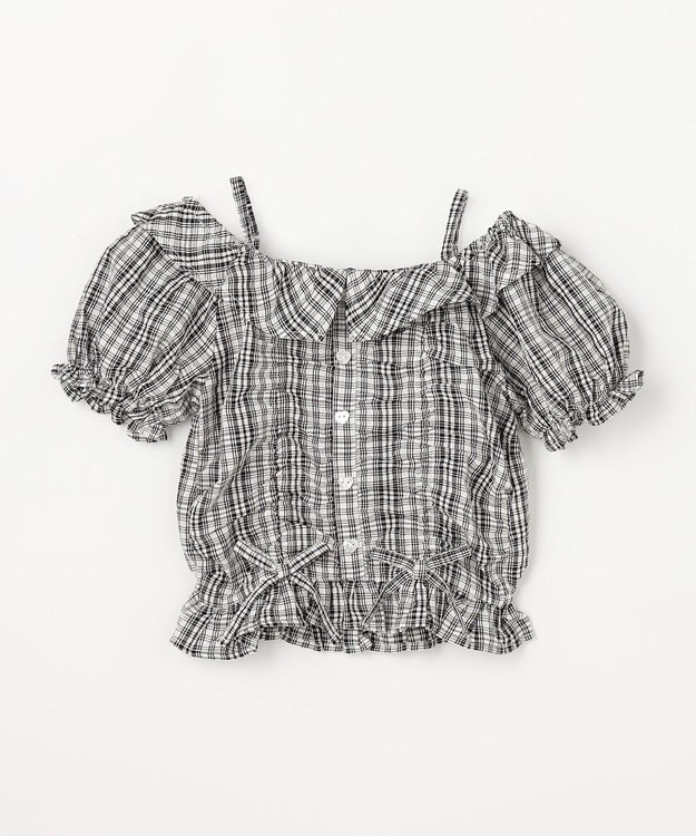 ANY KIDS 【洗濯機可能】2WAY チェックブラウス ブラック