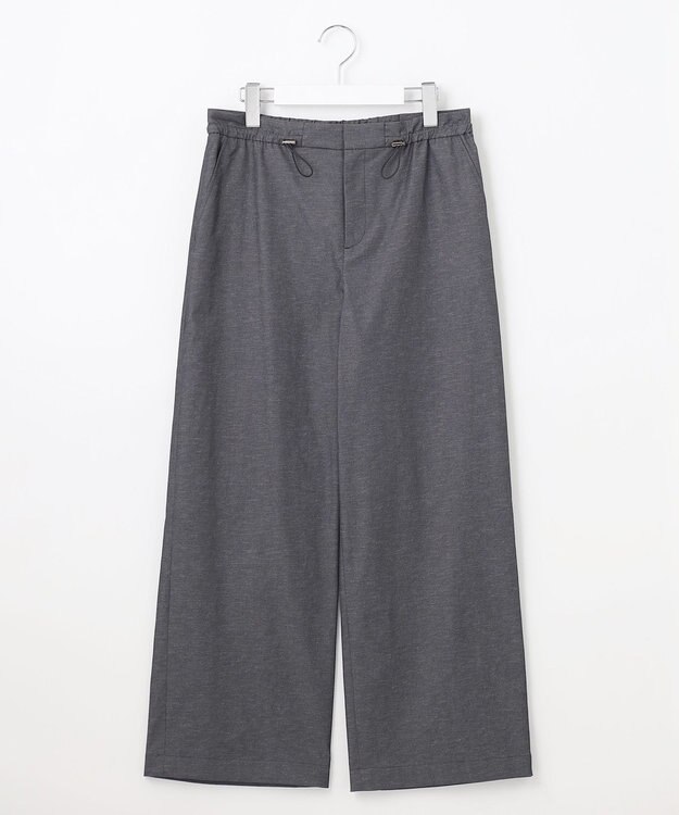 J.PRESS LADIES L 【洗える・吸水速乾・接触冷感】リネンツイル パンツ ブラックシャンブレー系