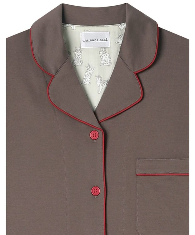 une nana cool 【綿100%】60/2 やわらか天竺 半袖開襟パジャマ MADE WITH LIBERTY FABRIC アッシュブラウン