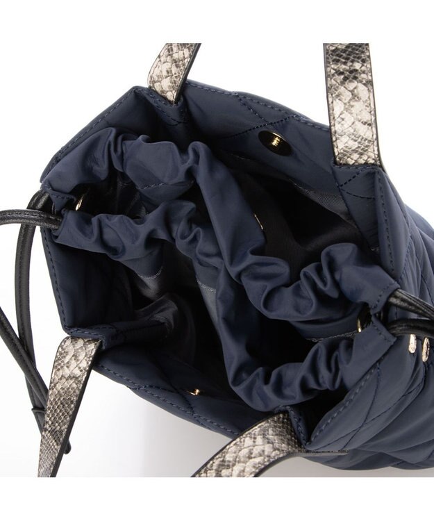 LA BAGAGERIE ドローストリング×キルト2WAYトート SSサイズ ネイビー