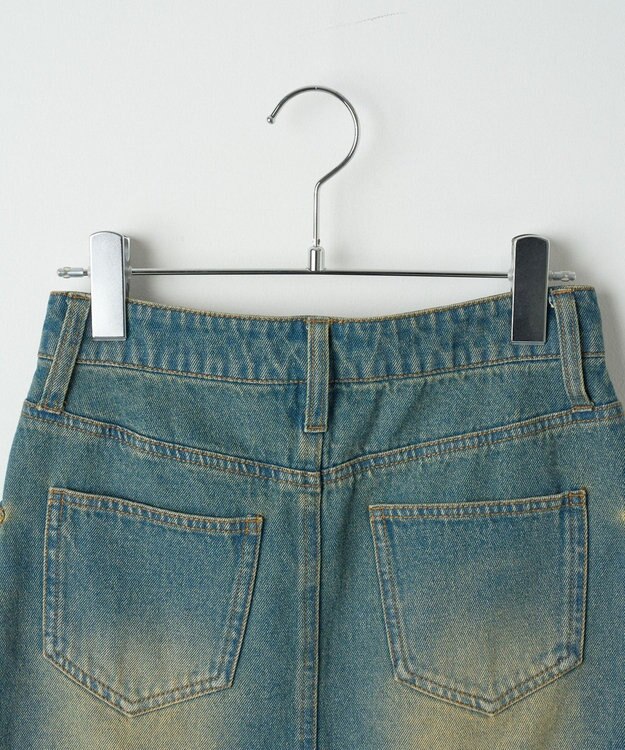 WEGO ヴィンテージウォッシュデニムカーゴミニスカート デニム中濃加工色