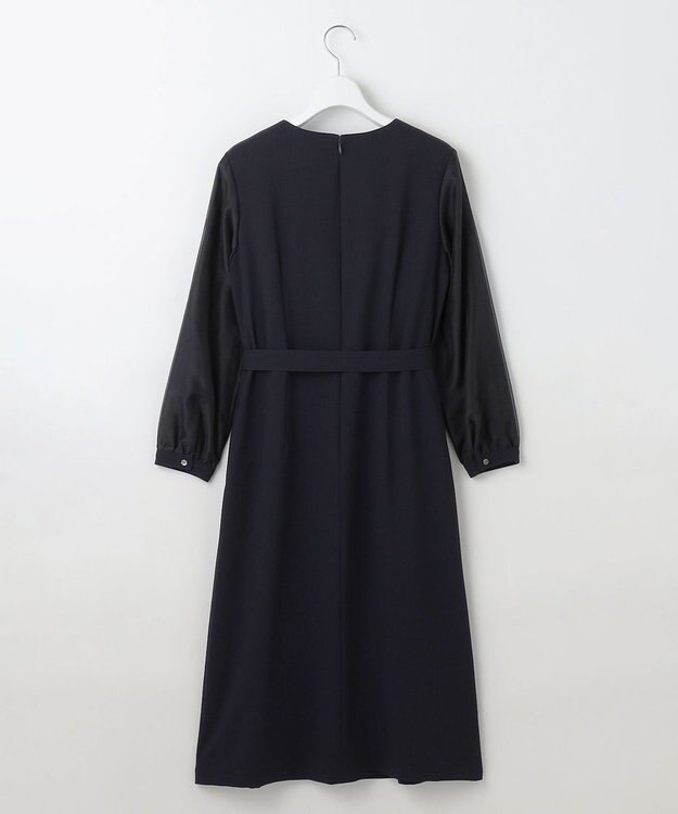 J.PRESS LADIES 【洗える】ノルディス2wayジョーゼット タックディテール ワンピース ネイビー系