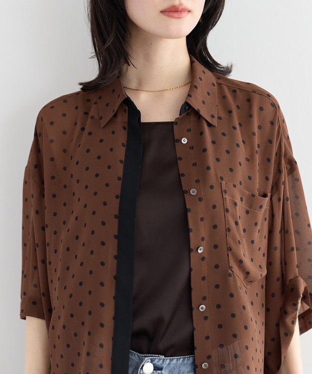 YECCA VECCA 【2点SET】キャミ付きシアードットシャツ Brown