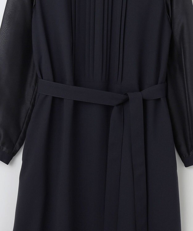 J.PRESS LADIES 【洗える】ノルディス2wayジョーゼット タックディテール ワンピース ネイビー系