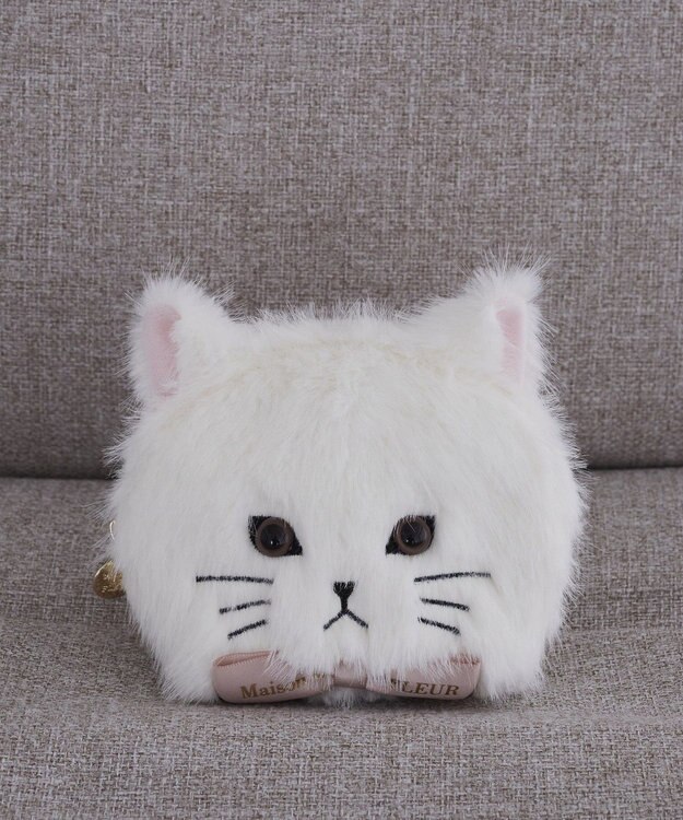 Maison de FLEUR ねこフェイスポーチ Ivory
