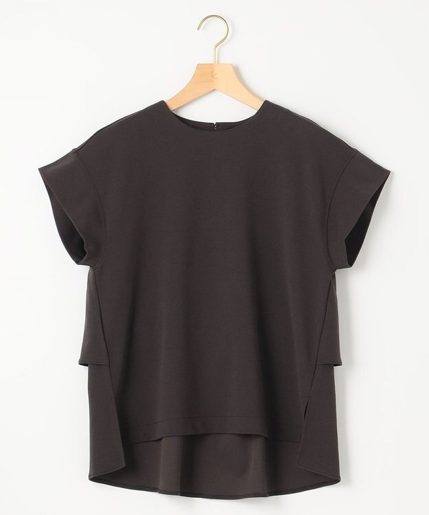 組曲 S 【吸湿・冷感・UVケア】ジョーゼットジャージーバックフリル Tブラウス ブラウン系