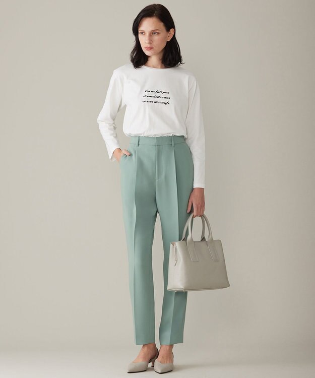 自由区 【洗える】長袖ロゴ Tシャツ アイボリー系