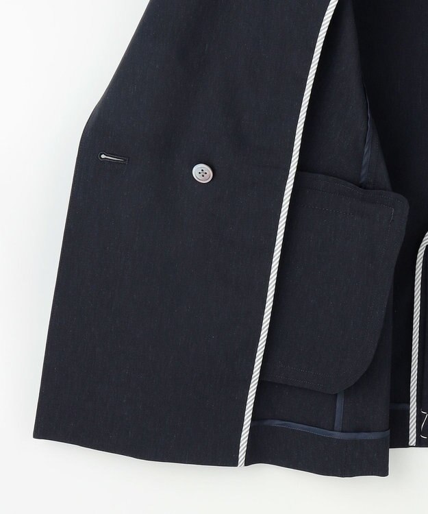 J.PRESS LADIES セルロースリネンストレッチ ダブル ジャケット ネイビー系