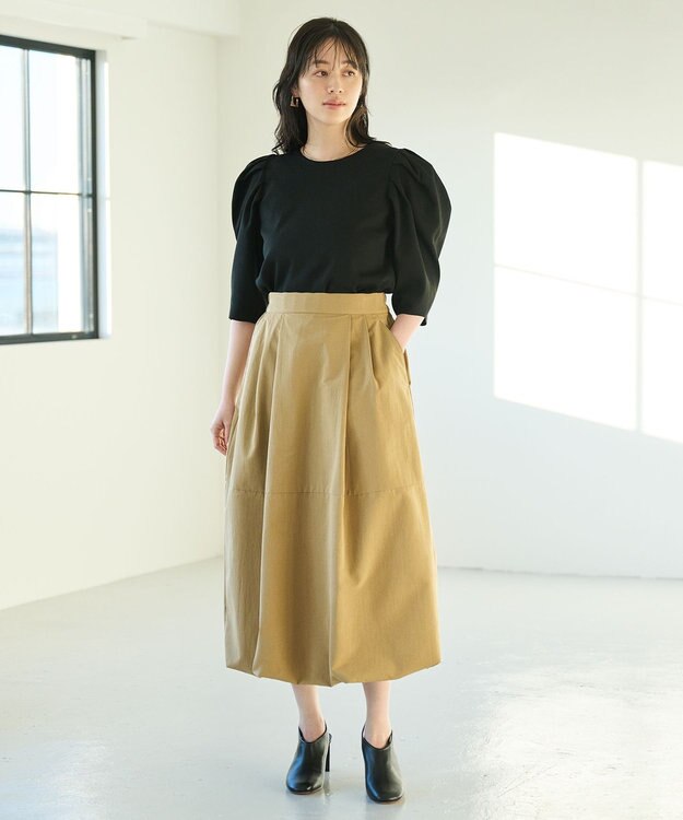 #Newans 【撥水】ソフトボリュームバルーンスカート キャメル