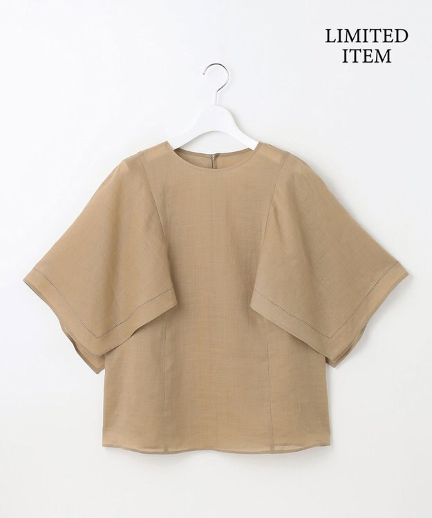 自由区 【WEB限定・接触冷感・洗える】シアーラミーローンイレギュラーヘムスリーブ ブラウス ベージュ