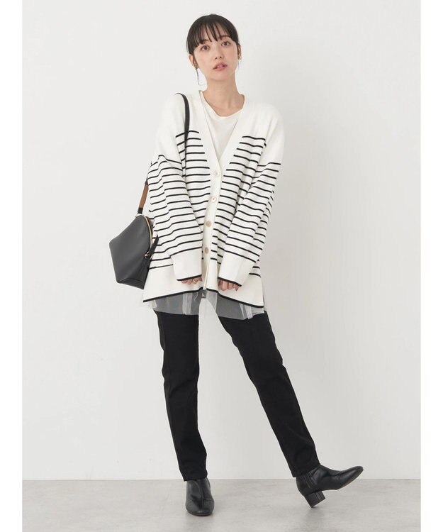 earth music&ecology やわらかタッチＶネックカーディガン Border