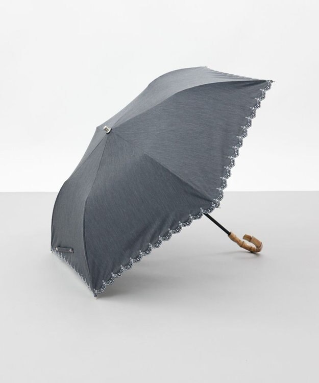 AURORA 【 BLAO（ブラオ）】サマーシールド ボーラー刺しゅう晴雨兼用傘(折りたたみ傘) チャコールグレー