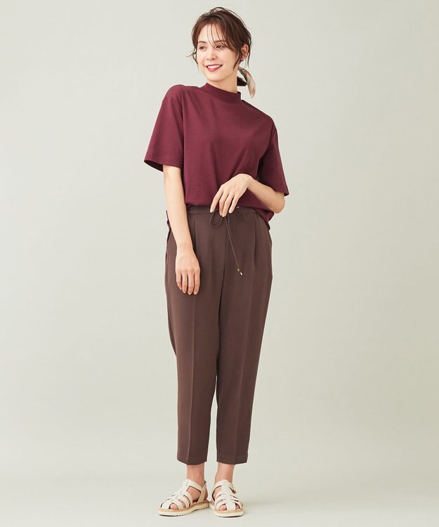 ANY 【ストレッチ/ウエストゴム】イージーケア美脚 パンツ ブラウン