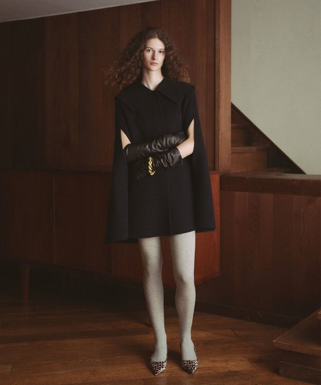 #Newans セーラーカラーダブルフェイスケープコート ネイビー