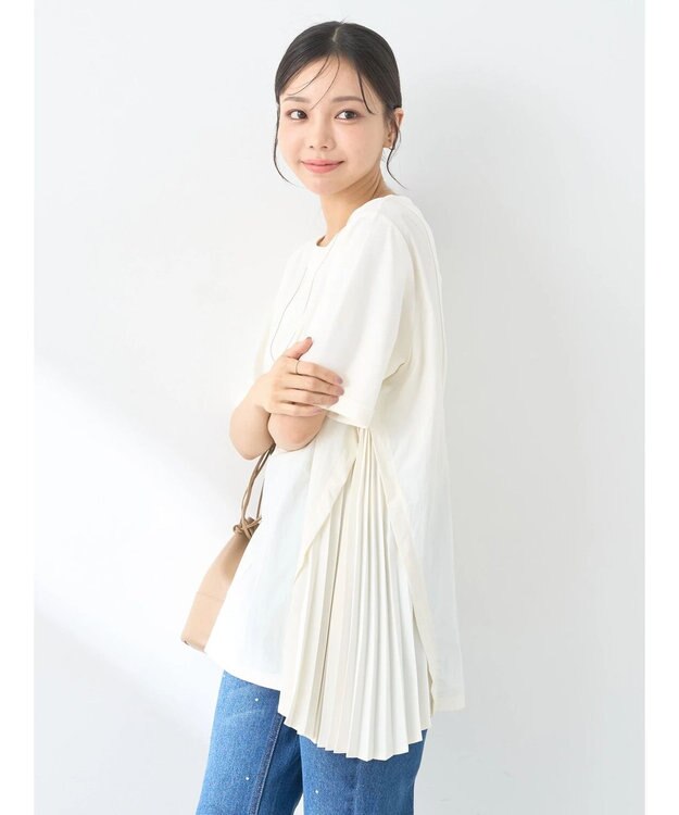 earth music&ecology プリーツドッキングチュニック Ivory