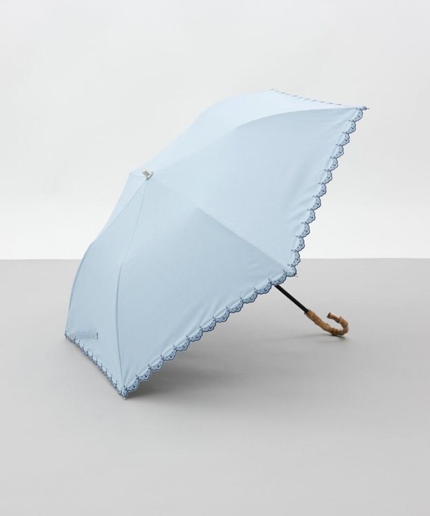 AURORA 【 BLAO（ブラオ）】サマーシールド ボーラー刺しゅう晴雨兼用傘(折りたたみ傘) サックス