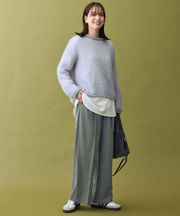 ANY 【LEE掲載/6サイズ展開/裏起毛/ウエストゴム】ウォームワイドパンツ チャコール