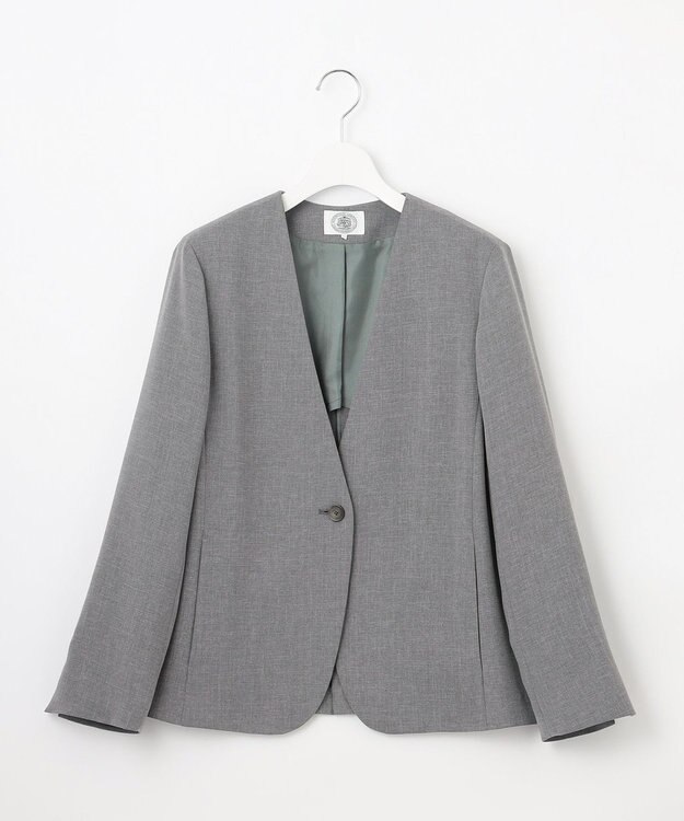 J.PRESS LADIES 【セットアップ対応】MELANGE ライトツイル ノーカラー ジャケット ライトグレー系