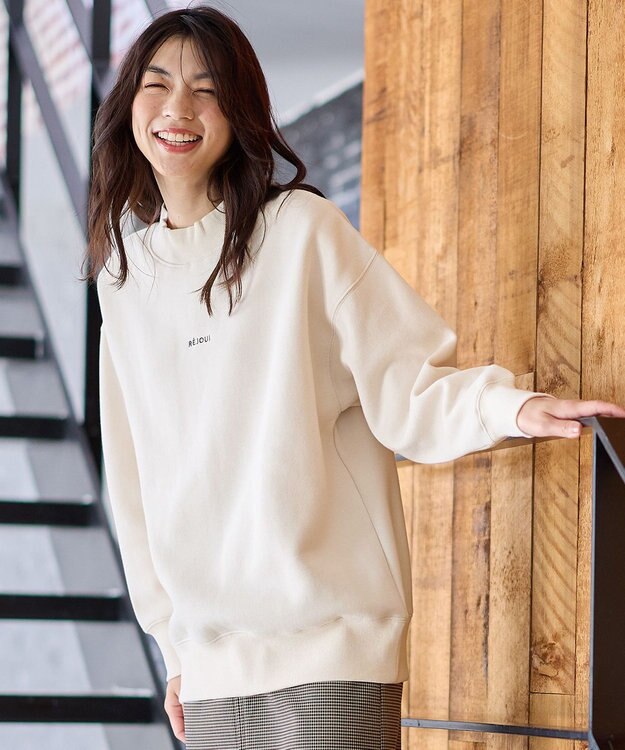 ANY 【洗濯機可】裏起毛スウェットハイネックプルオーバー エクリュ