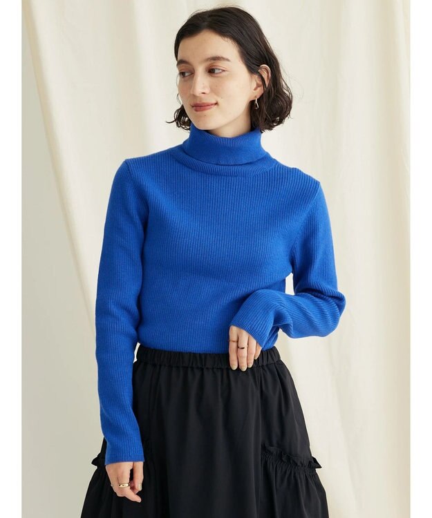 CRAFT STANDARD BOUTIQUE リブタートルネックニットプルオーバー Blue