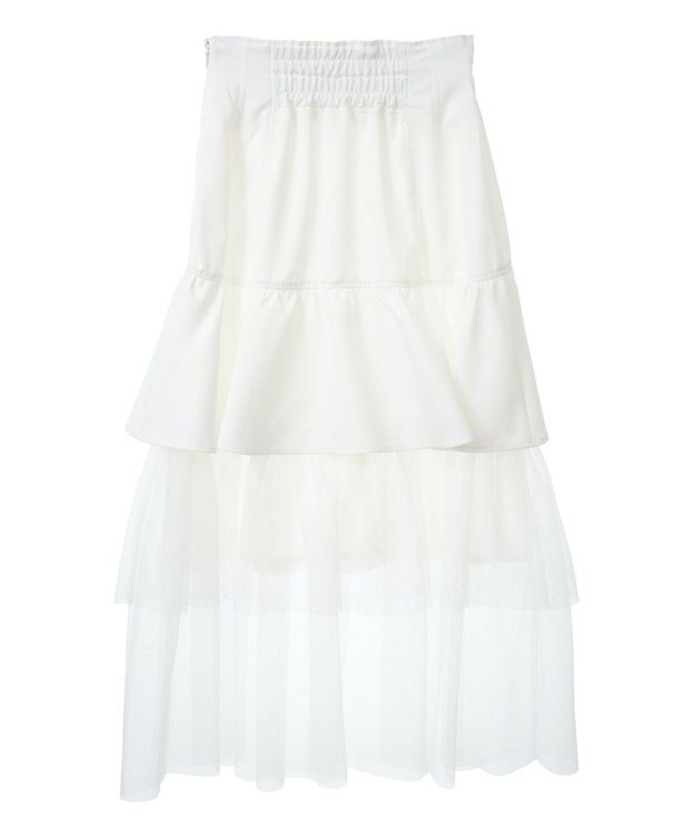Green Parks ｄａｚｚｌｉｎ　ツイルチュールレイヤードスカート Ivory